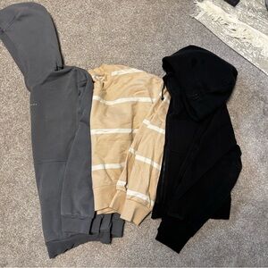 Lululemon Gray, Tan, and Black Hoodies and sweater
